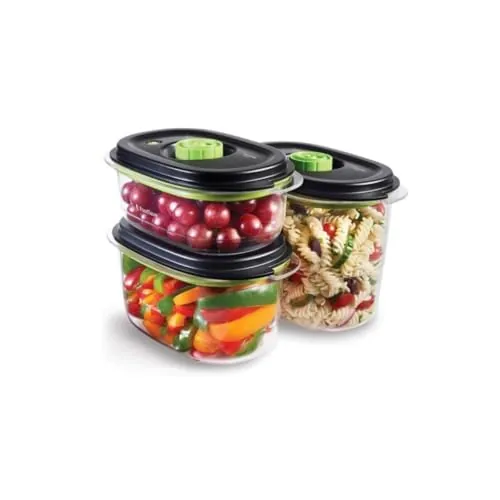 FoodSaver recipiente para conservar y marinar al vacío | 700 ml, 1,2L y 1,8L | Hermético | Libre de BPA | A prueba de fugas | Apto lavavajillas | paquete de 3