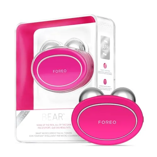 FOREO BEAR Masajeador facial eléctrico de microcorrientes - Define el contorno de la mandíbula - Lifting facial no invasivo - Anti arrugas - Seguro e indoloro - Fuchsia