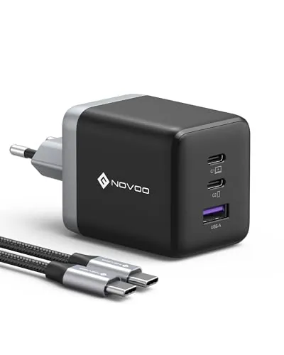 NOVOO 100W Cargador USB C, 3 Puertos, 1 Cable PD 100W