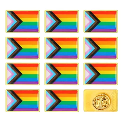 12 Piezas Bandera Orgullo Broches, Bandera LGTB Reutilizable de Colores Brillantes Orgullo Pins para LGBT, Arcoiris Pride Flag Broches para Solapa, Bolsos, Sombreros, Hombres, Mujer