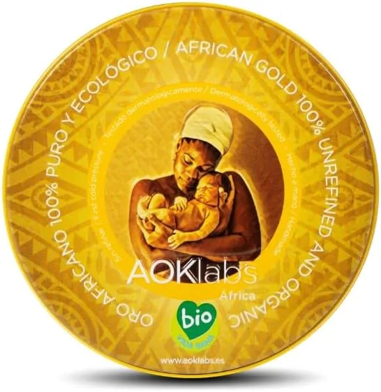 AOKlabs - Oro Africano | SIN REFINAR, PURO, ECOLÓGICO | Manteca de Karité 100% Natural | HIDRATANTE Y REGENERATIVO | Cuidado Integral Piel | CARA CUERPO Y CABELLO | (100 ml)