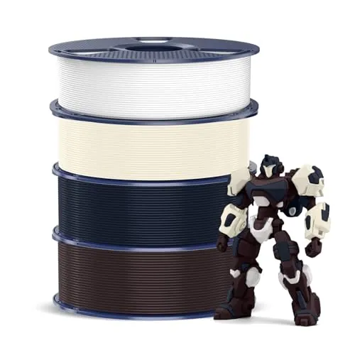 SUNLU 4KG PETG Filament, Blanco+Blanco Hueso+Medianoche+Negro Castaño