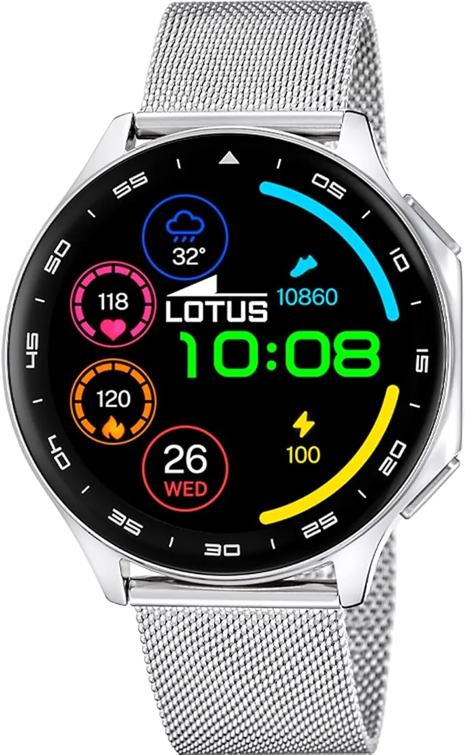 LOTUS Reloj Inteligente Hombre - Smartwatch Hombre de Acero Inoxidable 316l - Resistente al Agua IP65 50050/1 Multi Deportes, Frecuencia Cardiaca, Presión Arterial
