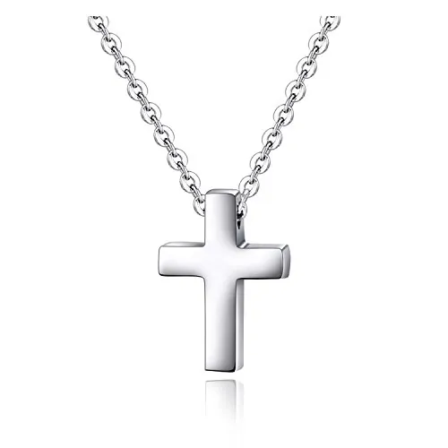 Pequeño Colgante de Cruz Simple Para Niños Niñas Mujeres Acero Inoxidable Pequeño Niño Collar Cristiano Bautismo Navidad Oración Pascua Confirmación Fe Regalo Cumpleaños Espejo Retrovisor Colgante