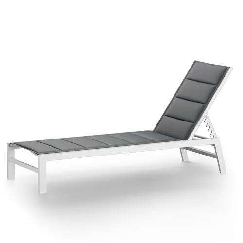 blumfeldt Renazzo Tumbona Jardín Exterior - Reclinable 5 Posiciones, Estructura Aluminio Ligera 6,8kg, Tejido ComfortMesh Transpirable, 120kg Capacidad, Uso en Jardín, Terraza & Piscina, Blanco