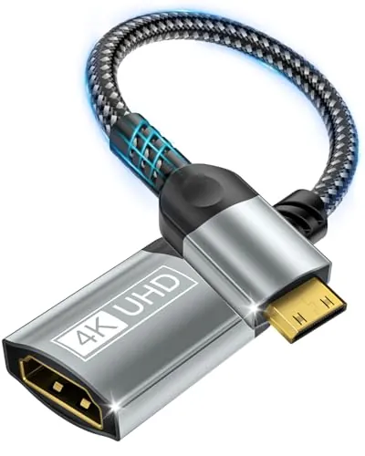 Nersligek Mini HDMI a HDMI Adaptador, 4K@60Hz 1440P@144Hz Mini HDMI Macho a HDMI Hembra Cable UHD HDR ARC HDCP, Compatible con Raspberry Pi Zero Cámara TV Portátil Monitor de Captura