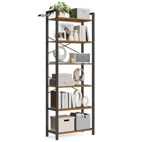 VASAGLE Librería de 6 Niveles, Estantería Industrial, 64 x 30 x 185,5 cm