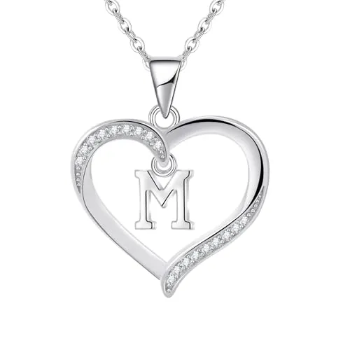 Cosie Lily Regalo Dia de la Madre, Plata de Ley 925 Corazón con iniciales Necklace Joya Regalo, Cumpleaños San Valentín Navidad Aniversarios Dia De La Madre, Regalos Mamá Esposas Hermanas