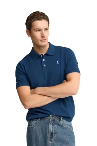 Polo Club - Polo Hombre Manga Corta | Algodón Piqué Suave | Logo Bordado | Ideal con Chinos o Vaqueros, Azul Índigo, XL, Algodón