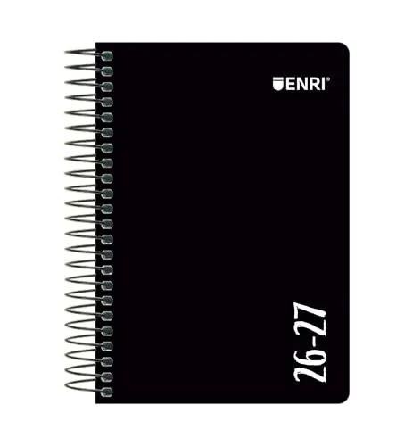 Enri, Agenda 2026 2027 Día Por Página, Tapa Plástico, 12 x 18 cm, Español, Color Negro