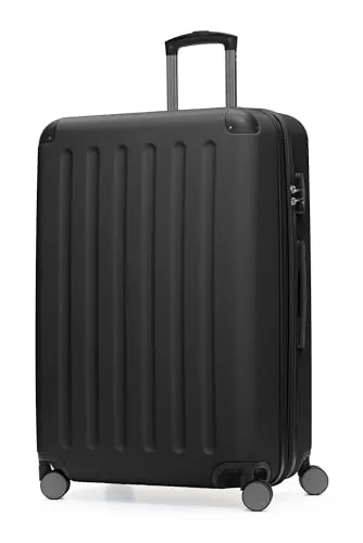 HAUPTSTADTKOFFER - Spree - Maleta rígida, Trolley expandible, Equipaje de Viaje, 4 Ruedas Dobles, TSA, 75 cm, 119 litros, Negro