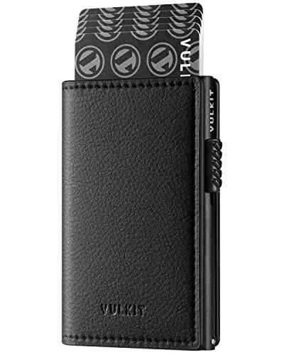 VULKIT Tarjetero Cartera Emergente Bloqueo de RFID Cartera de Cuero Delgada para Tarjetas Capacidad para 11 Tarjetas y Billetes