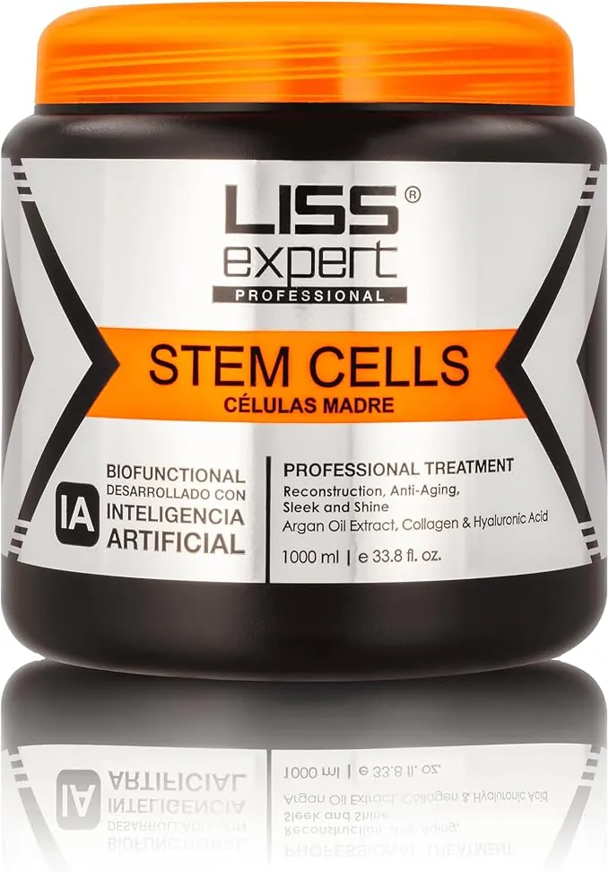 Liss Expert Tratamiento suavizante de células madre (33.8 oz) Alisado Células Madre – Keratina Orgánica Y Aceite De Argán – Para Una Reparación Y Brillo Sin Frizz – Alisado Profesional (Extra Grande)