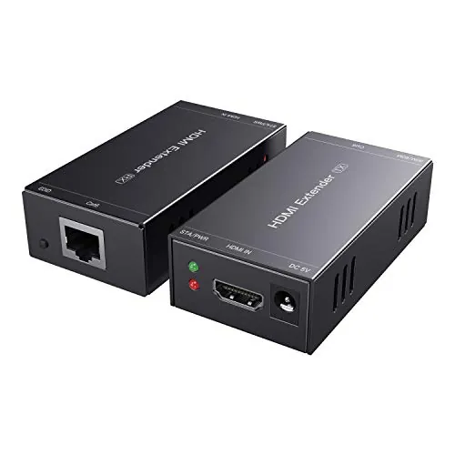 PWAYTEK Extensor HDMI 1080P@60Hz 3D, transmisión sin compresión 50m Cat5e/Cat6/Cat7, funciones EDID y POC, set transmisor y receptor