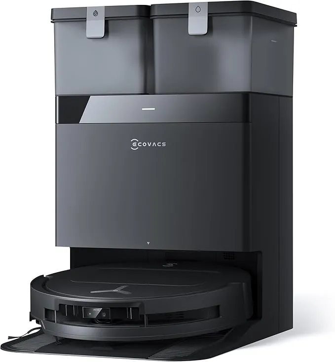 ECOVACS Deebot T50 Omni Gen2 Robot Aspirador Fregasos, 15000 Pa, Cepillo Lateral Extensible y Fregasos, ZeroTangle 2.0, Lavado con Agua Caliente a 75 ℃, Ultrafino 81 mm, Negro