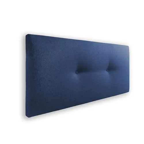 Silcar Home - Cabecero de Cama 105 Tejido Azul Marino Silvi - Tapizado, Estructura Madera, Hilera Botones Estilo Moderno - Fácil Instalación, Acolchado Confort - 105 cm, Tela Azul Marino