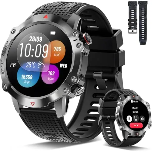 Reloj Inteligente Hombre, 1.39“ Smartwatch Hombre con Llamadas Bluetooth, 100+ Modos Deportivos, Pulsómetro, SpO2, Sueño, Presión Arterial, Podómetro, Reloj Deportivo Para Compatible Android iOS
