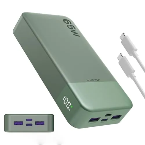 JUOVI Batería Externa Carga Rápida 65W Power Bank 20000mAh Compacto USB-C