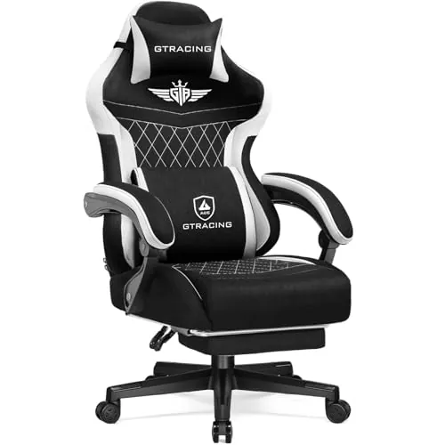GTPLAYER Silla Gamer ergonómica para Videojuegos, de Tejido técnico, con Soporte Lumbar, Silla de Ordenador con Respaldo ampliado, soporta hasta 150 kg, Color Negro