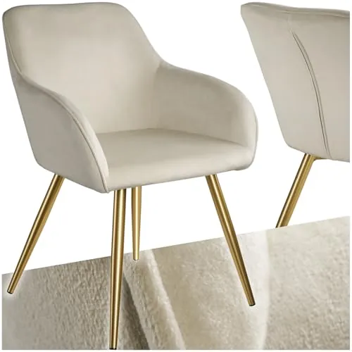 tectake® Silla Tapizada de Terciopelo con Reposabrazos, 120 kg de Carga