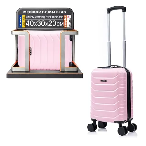 RAYKONG Maleta de Cabina ABS 40x30x20(24L)| Maxima Capacidad | Equipaje de Mano con Ruedas Desmontables para Ryanair | Vueling | EasyJet - RosaClaro