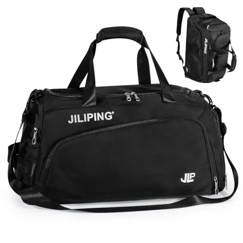Rieeyrslza Bolsa Deporte Gimnasio Mochila Hombre Mujer 42L Bolsa Gimnasio de Viaje con Compartimento Zapatos, Mochila Función, Compartimento Húmedo, Correas Ajustables para Hombros (4202# Negro)