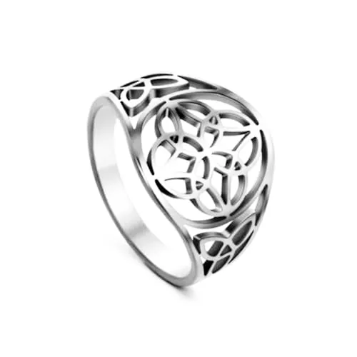 Simboliks Nudo de Bruja Anillo de acero inoxidable de protección celta, Meditación Espiritual Místico, Wicca, Nudo de la Magia, Encanto de Bruja Regalo mujer, Witch Nudo celta, repele hechizos