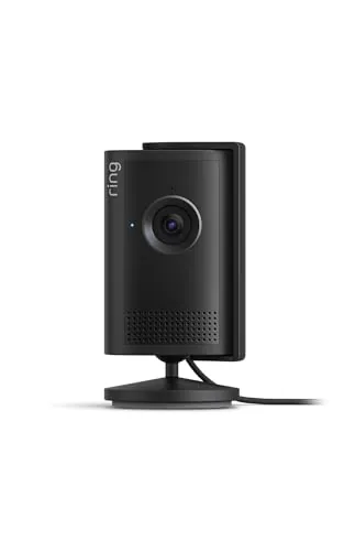 Ring Cámara interior Plus (Indoor Camera Plus, última generación), Cámara de seguridad, enchufe, Retinal 2K, cubierta manual del objetivo, Prueba gratuita de 30 días del plan de suscripción Ring