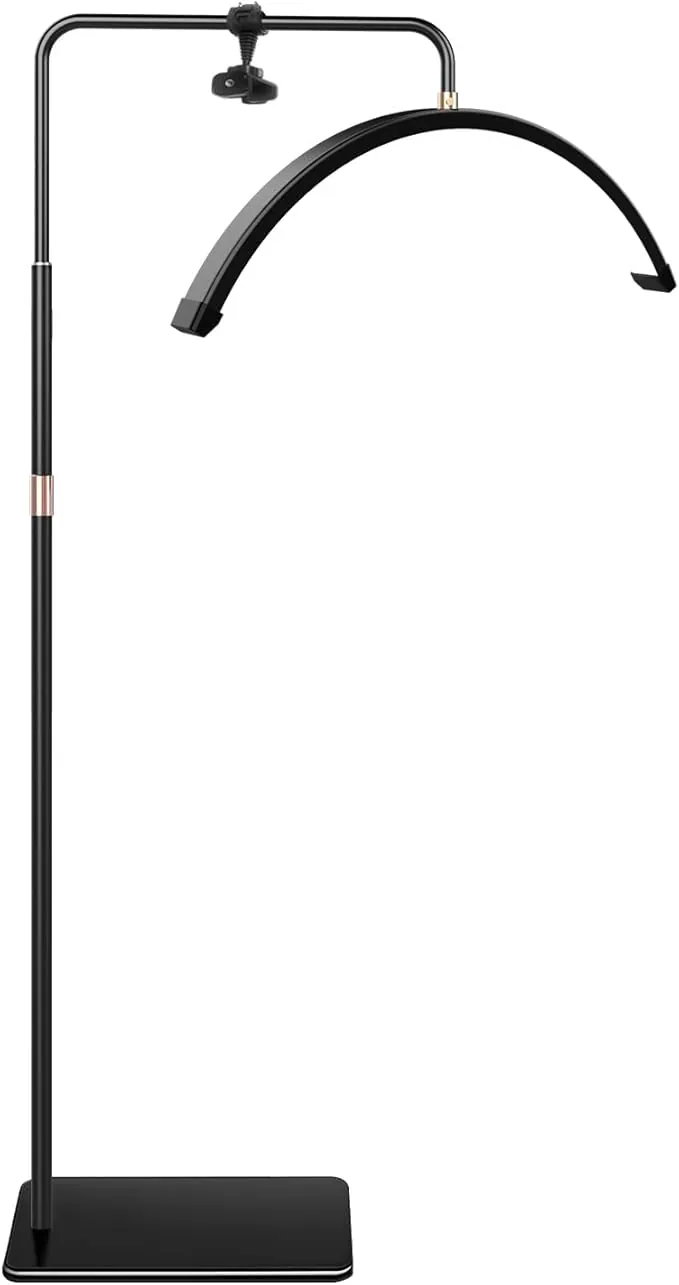 Lámpara para Extensiones de Pestañas con Soporte para Teléfono, Tatuador, Técnico de uñas: Luz de – Anillo LED de Belleza fría-Lámpara Cálida con Brillo y Altura Ajustables