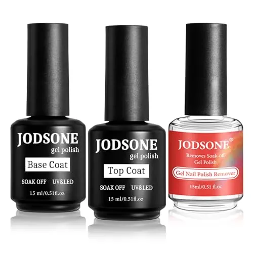 JODSONE Quitaesmalte de uñas en gel y kit de iniciación – Quitaesmalte de gel rápido con base y top coat – Ideal para principiantes