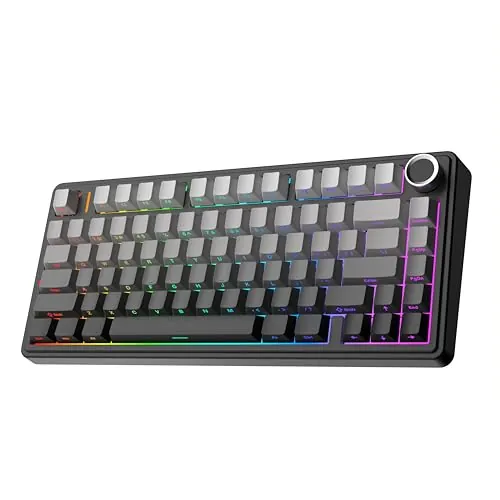 EPOMAKER x Aula F75 Teclado Gaming Mecánico Inalámbrico con Perilla del 75% | Formato ANSI US, BT/2.4GHz/USB-C, RGB, Gasket, Hot Swappable, Acolchado de 5 Capas, NKRO, Negro Degradado, Reaper Switch