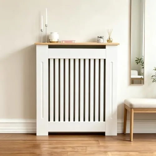 FATIVO Cubre Radiadores Alta MDF Blanca Moderna: 78x20x92.5cm (Vertical)
