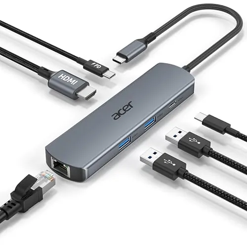 acer Hub USB C Ethernet de 1000Mbps, Adaptador HDMI 4K@60Hz