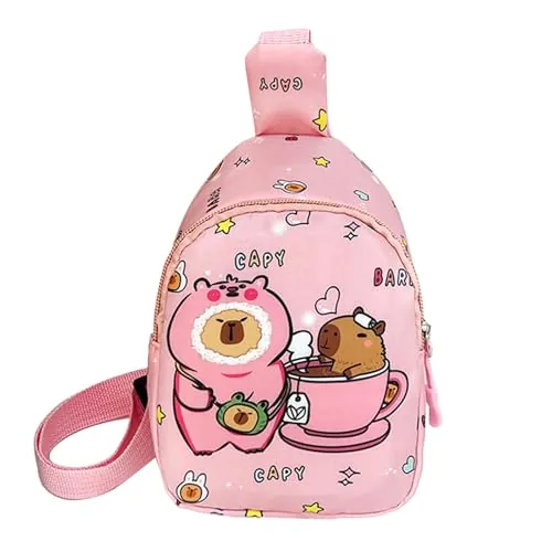 FOSDICK Capibara Bolso Bandolera Niña, Pequeño Bolsos para Niñas, Bonito Capibara Bolso Niña, Bolso Cruzado con Correa Ajustable Hombro, Bolsos Bandolera, Crossbody Bag Regalos para Niñas, Rosa