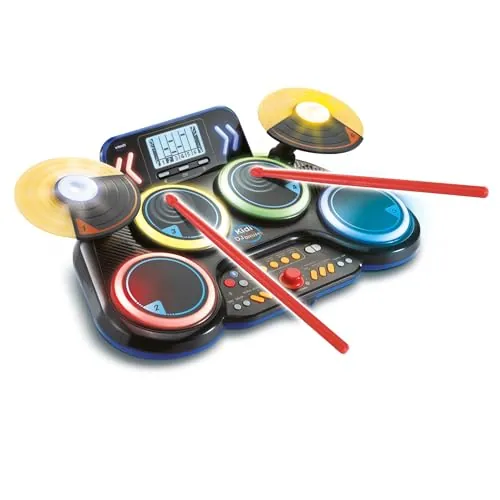 VTech - Kidi DJ Drums, Batería electrónica para niños 10 en 1
