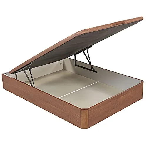 What The Sleep | Canapé Abatible de Madera Gran Capacidad | 150x190 | Montaje y Retirada Usado Incluido | Cerezo | 32 cm | Apto Todos Colchones | Esquinas Delanteras Redondeadas | Storage Bed