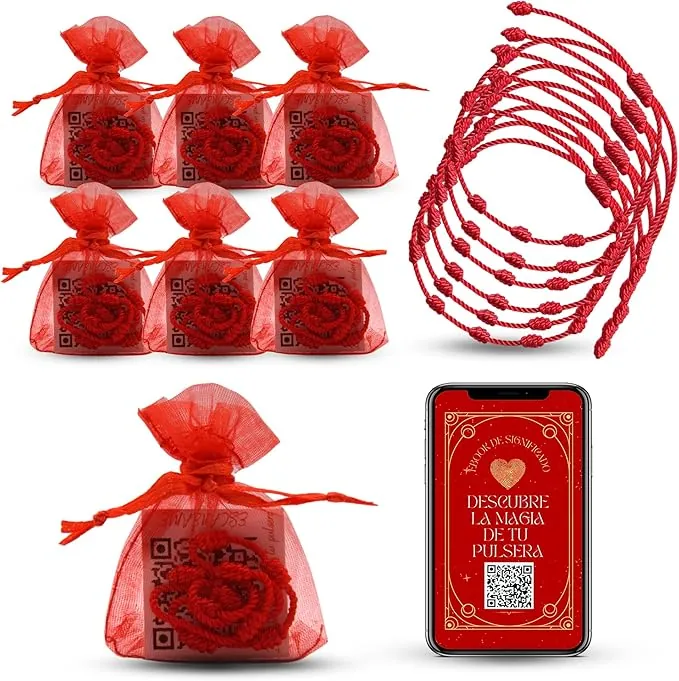 6 uds-Pulsera de Hilo Rojo con Nudos-Ajustable entre 14 y 30cm-Amuleto Contra el Mal de Ojo y la Envidia-Da Suerte, Fortaleza y Protección-Hecha a Mano con Nylon de Calidad-Unisex-Regalo Original