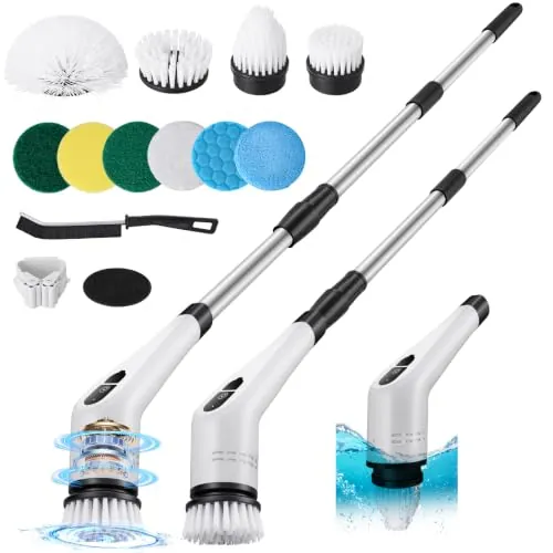 Cepillo Electrico Limpieza Hogar, 12 en 1, 2-Speed Ajustables, Impermeable