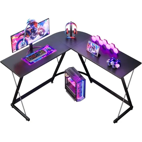 ODK Escritorio Gaming en L, 120x120cm, Negro