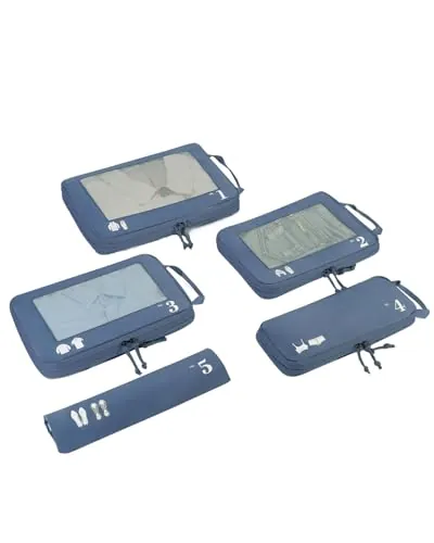 ECOHUB 5 Sets Compresión Organizador Maleta Packing Cubes For Travel Essentials Bolsas Organizadoras Ropa Viaje Avion Viajes Accesorios(Azul puro)