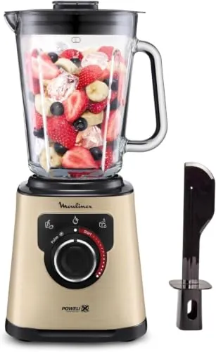 Moulinex Perfect Mix, Batidora de vaso 1200 W, Capacidad 2L | Cuchillas Powelix de alta eficiencia, Sistema de refrigeración, Ideal para batidos, Tritura hielo, Autoclean, LM871A