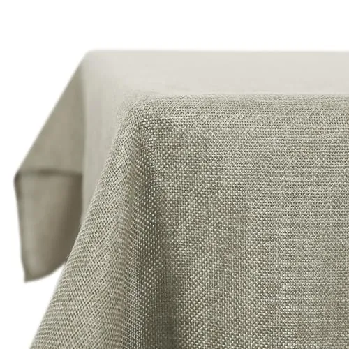 Deconovo Mantel Mesa Rectangular Efecto Lino Mantel Antimanchas Decorativo para Casa Comedor Cocina 140 x 240 cm Color Lino