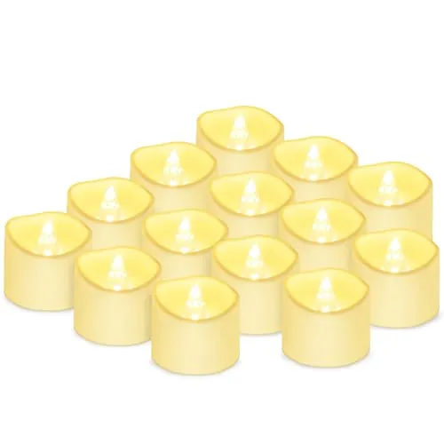 daphome Velas LED Sin Fuego velas de té, velas sin llama LED que parpadeantes luz amarillas cálida para hogar festivales decoración, bodas y fiestas(14 piezas en la caja)