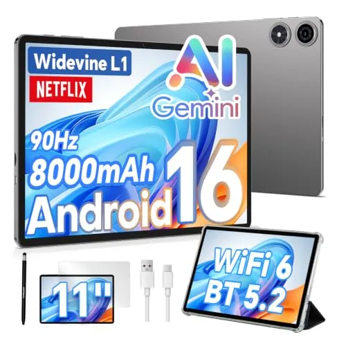 TECLAST P50T Tablet 11" 90Hz Android 16, 128GB+5TB 8000mAh BT 5.2 WiFi 6