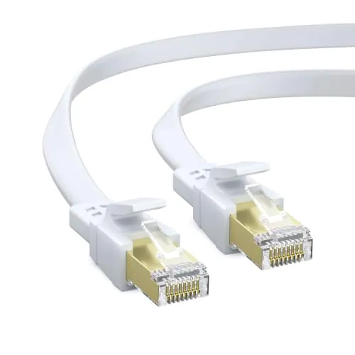 BAHIWOM Cat8 Cable Ethernet 3M,Plano 40Gbps/2000MHz RJ45 LAN, Blanco