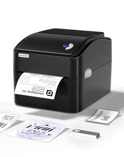 vretti Impresora de Etiquetas de Envío, Impresora de Etiquetas Térmicas 4x6 para Paquetes de Envío, Escritorio para Pequeñas Empresas UPS Amazon