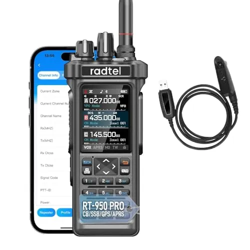 Radioaficionado Radtel RT-950 Pro, GPS/APRS, walkie-Talkie de 10 W, Radio portátil de Largo Alcance, recepción Am/FM/CB/SO/OM/OL, programación de Aplicaciones Bluetooth, NOAA, analizador de Espectro