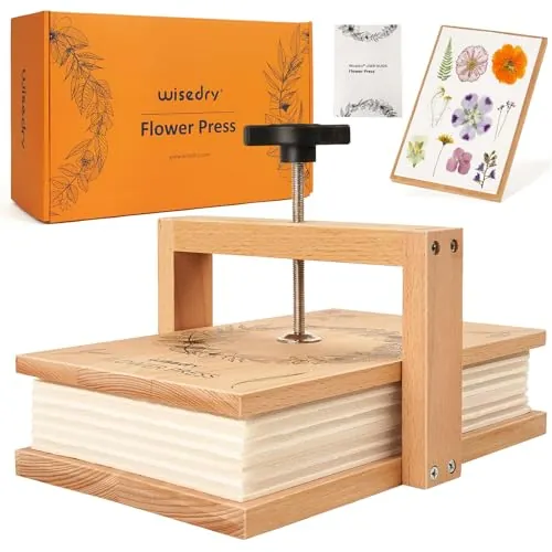 wisedry Kit de prensa de flores, fácil prensado en un solo paso, presión uniforme, 6 capas, kit de prensa de flores de 10.8 x 6.8 pulgadas para niños y adultos, gran regalo para los amantes de las