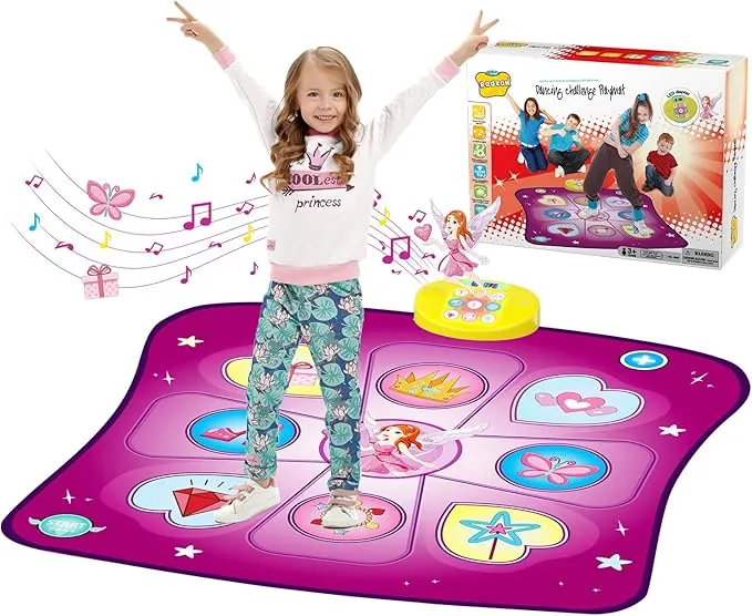 Rodzon Alfombra de Baile Musical,Juguete Niñas y Niños 3+ Años con Luces LED y 3 Modos,Volumen Ajustable,Regalos Cumpleaños Navidad