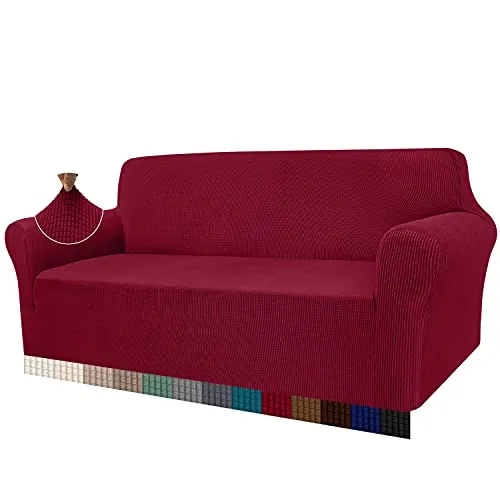 Granbest - Funda de sofá de Alta Elasticidad, diseño Moderno, Jacquard, para el salón, para Perros y Mascotas (3 plazas, Rojo Vino)